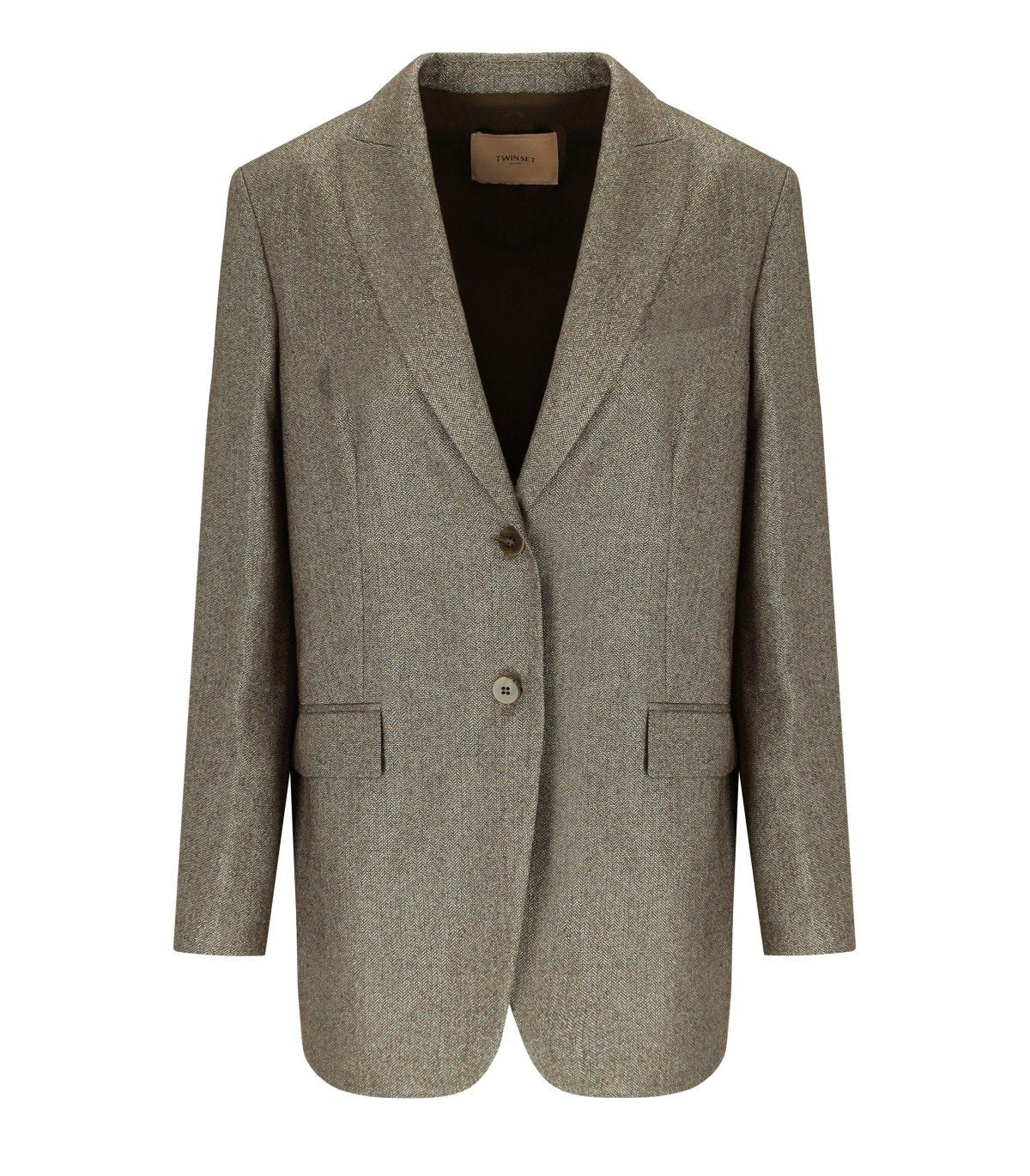 TWINSET BEIGE SINGLE-BREASTED BLAZER