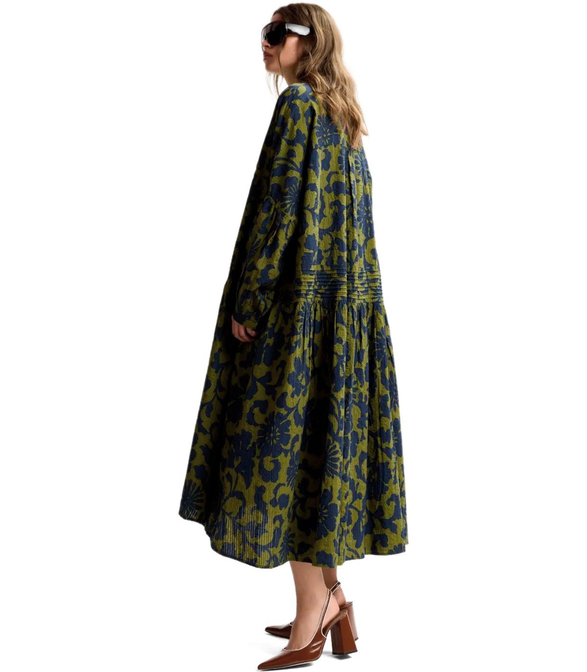 ESSENTIEL ANTWERP JEA GREEN AND BLUE SHIRT DRESS