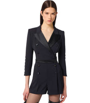 ELISABETTA FRANCHI BLACK DOUBLE-BREASTED JUMPSUIT