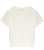 ELISABETTA FRANCHI WHITE CROPPED T-SHIRT WITH LETTERING