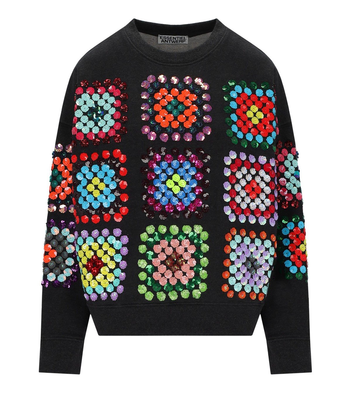 ESSENTIEL ANTWERP KARNAVAL SCHWARZES SWEATSHIRT