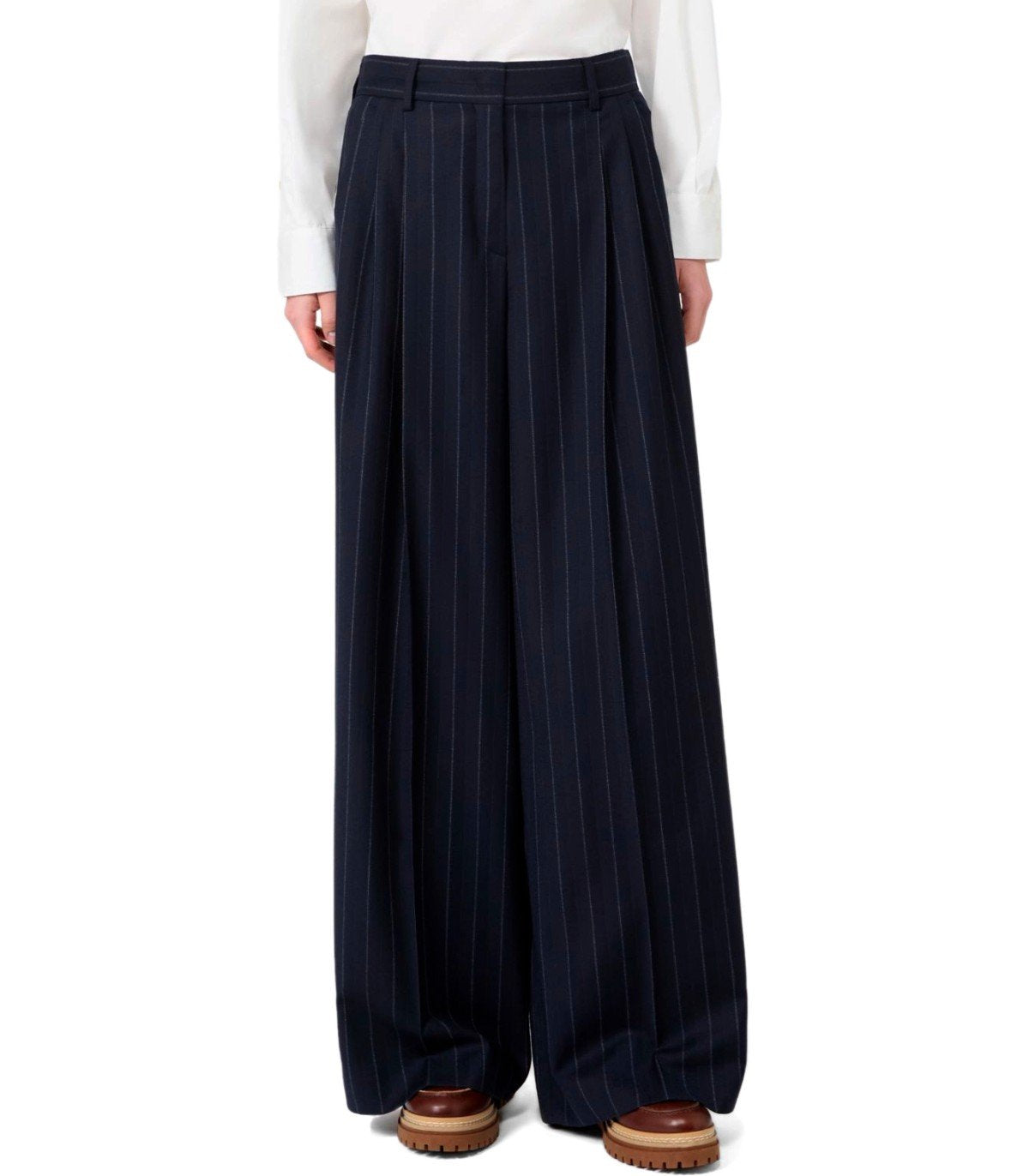 PANTALONE NEBBIE GESSATO BLU MAX MARA WEEKEND