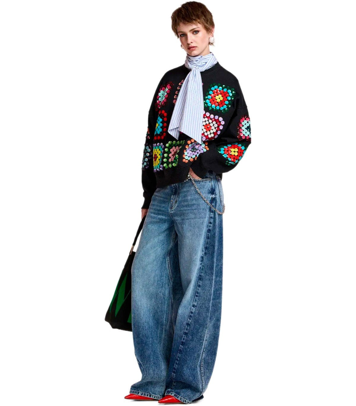 ESSENTIEL ANTWERP KARNAVAL SCHWARZES SWEATSHIRT