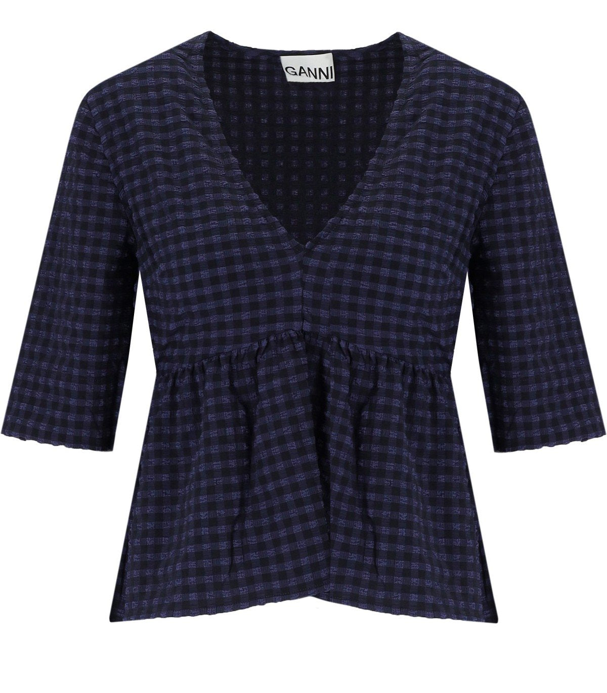 GANNI BLUE PEPLUM BLOUSE