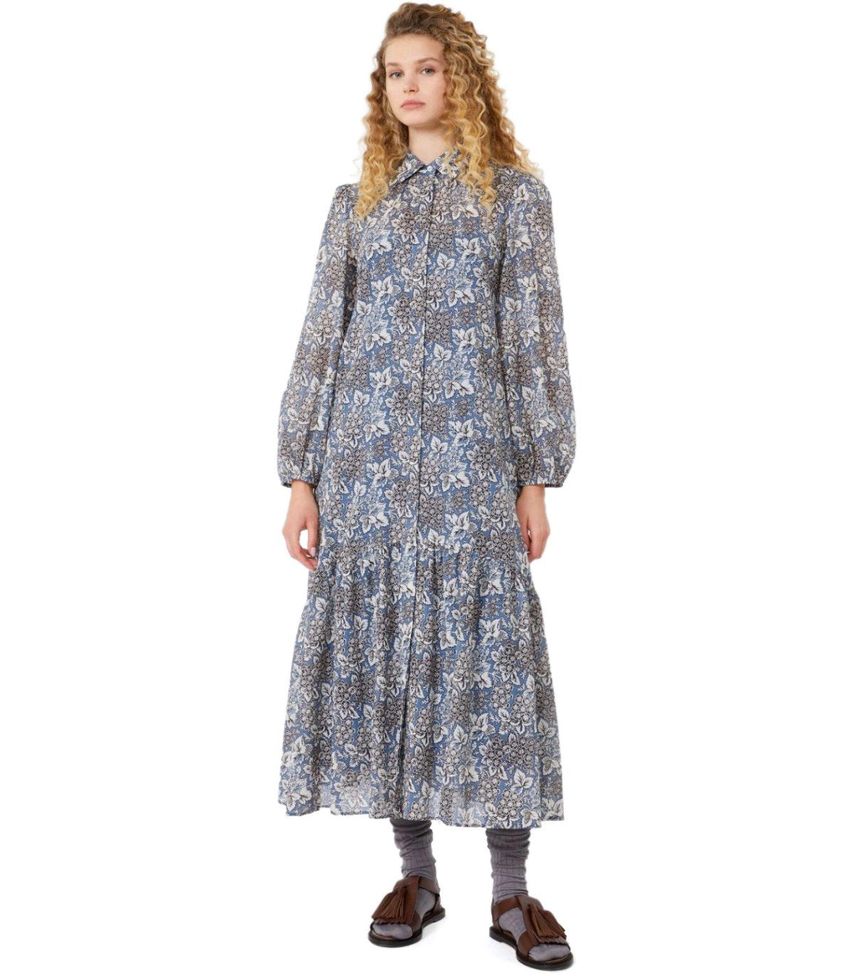 ABITO CHEMISIER OBOLI A FIORI BLU MAX MARA WEEKEND