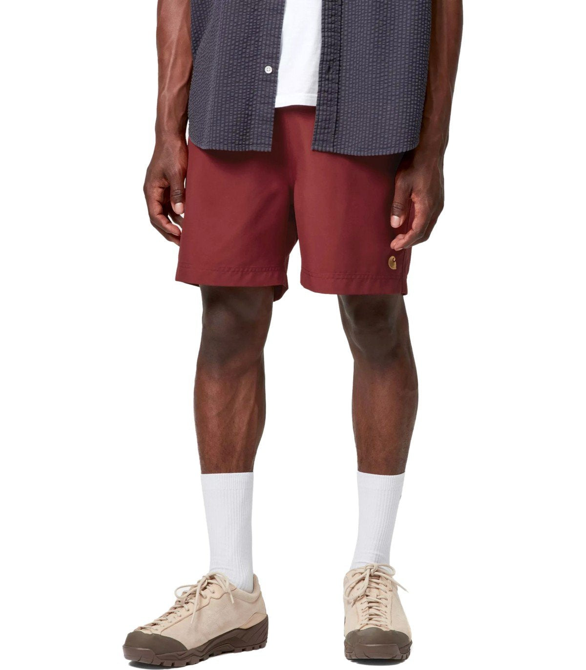 SHORTS DE BAIN CHASE ROUGE BRIQUE CARHARTT WIP