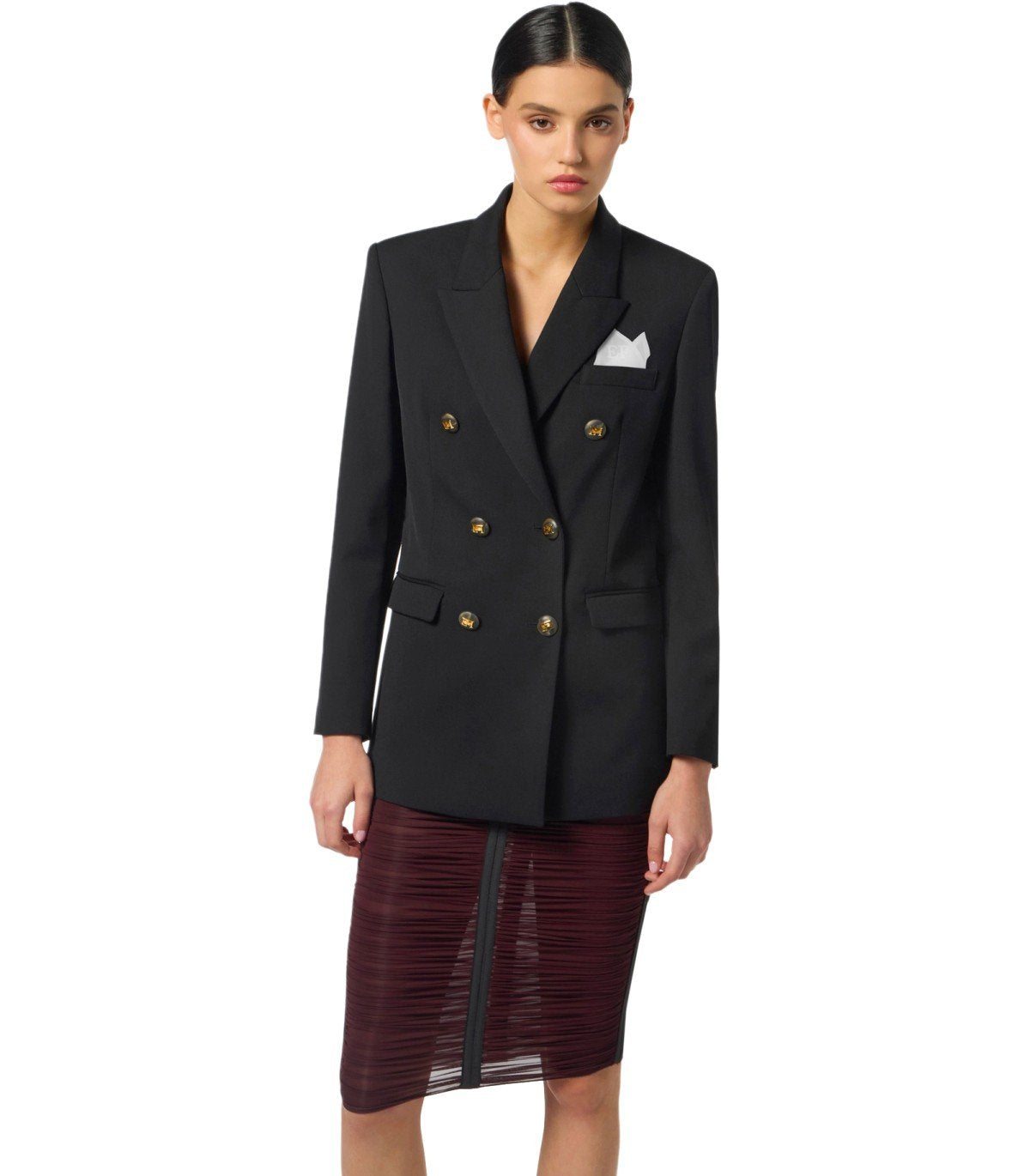 CHAQUETA DE DOBLE BOTONADURA NEGRA ELISABETTA FRANCHI