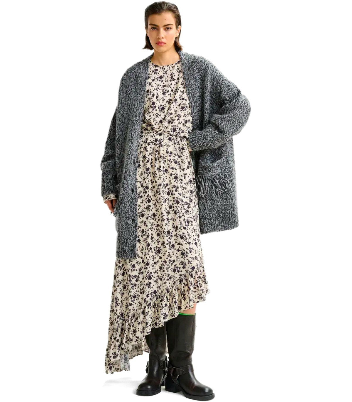ESSENTIEL ANTWERP INLACE BLACK CARDIGAN