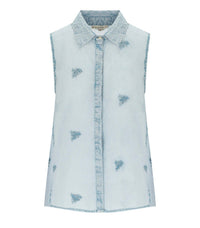 PAHIESA FORMENTERA LIGHT BLUE SLEEVELESS SHIRT - S/M