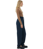 GANNI BLAUE HOSE MIT KORDELZUG