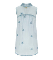 PAHIESA FORMENTERA LIGHT BLUE SLEEVELESS SHIRT