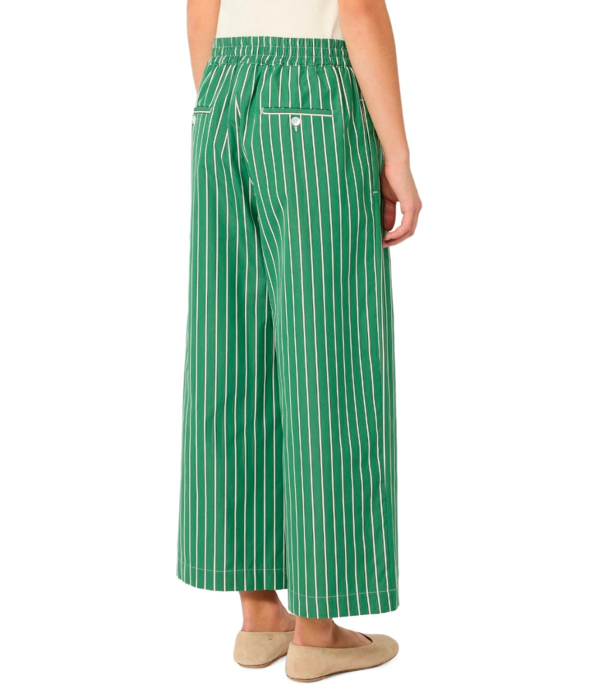 PANTALONE A RIGHE CRESTA BIANCO VERDE MAX MARA WEEKEND