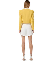 ELISABETTA FRANCHI IVORY SHORTS WITH CHAIN