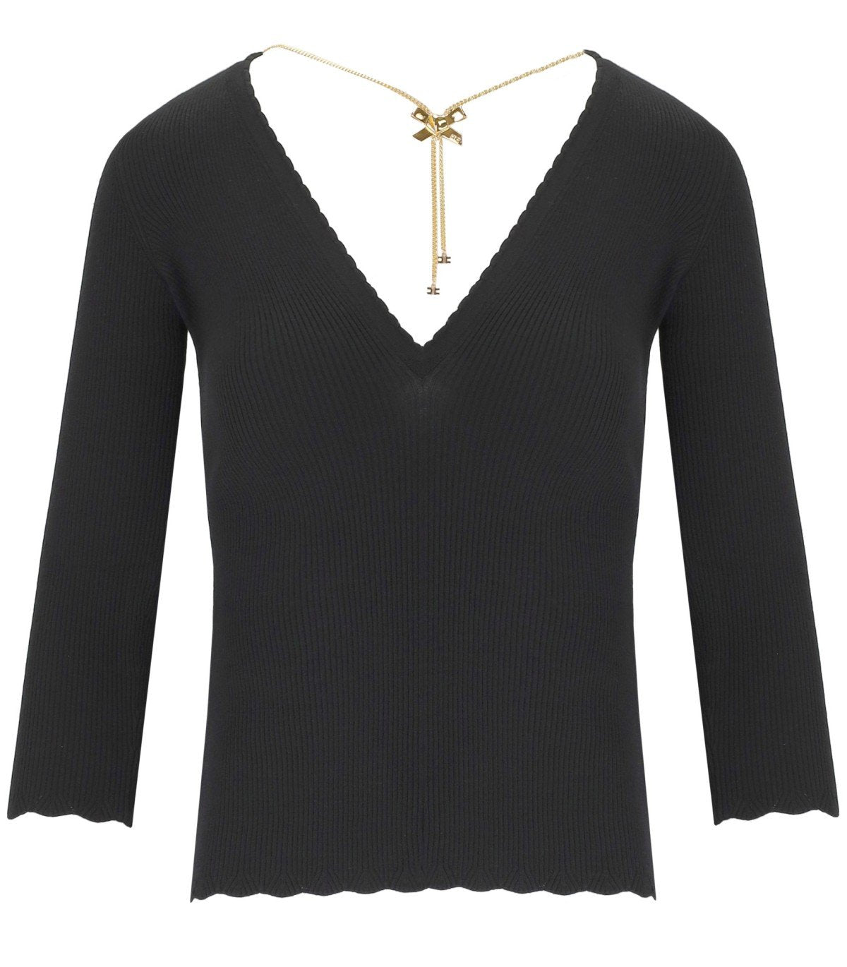 ELISABETTA FRANCHI BLACK SWEATER WITH NECKLACE