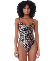 GANNI LEOPARD-PRINT SWIMSUIT