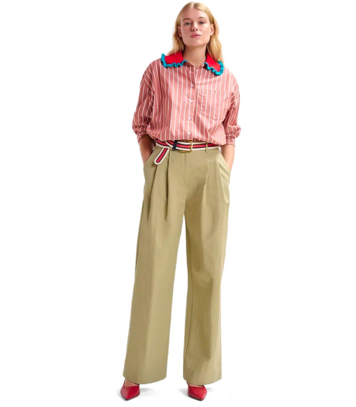 ESSENTIEL ANTWERP JAMMER BEIGE WIDE LEG HOSE