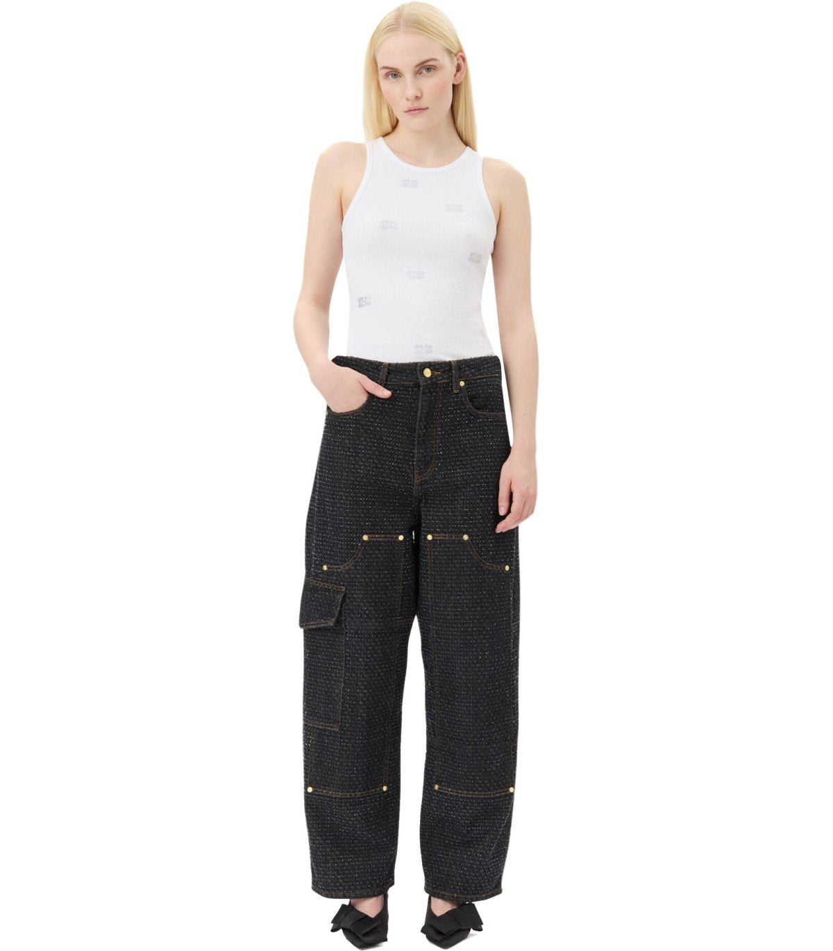 TOP CON STRASS BIANCO GANNI