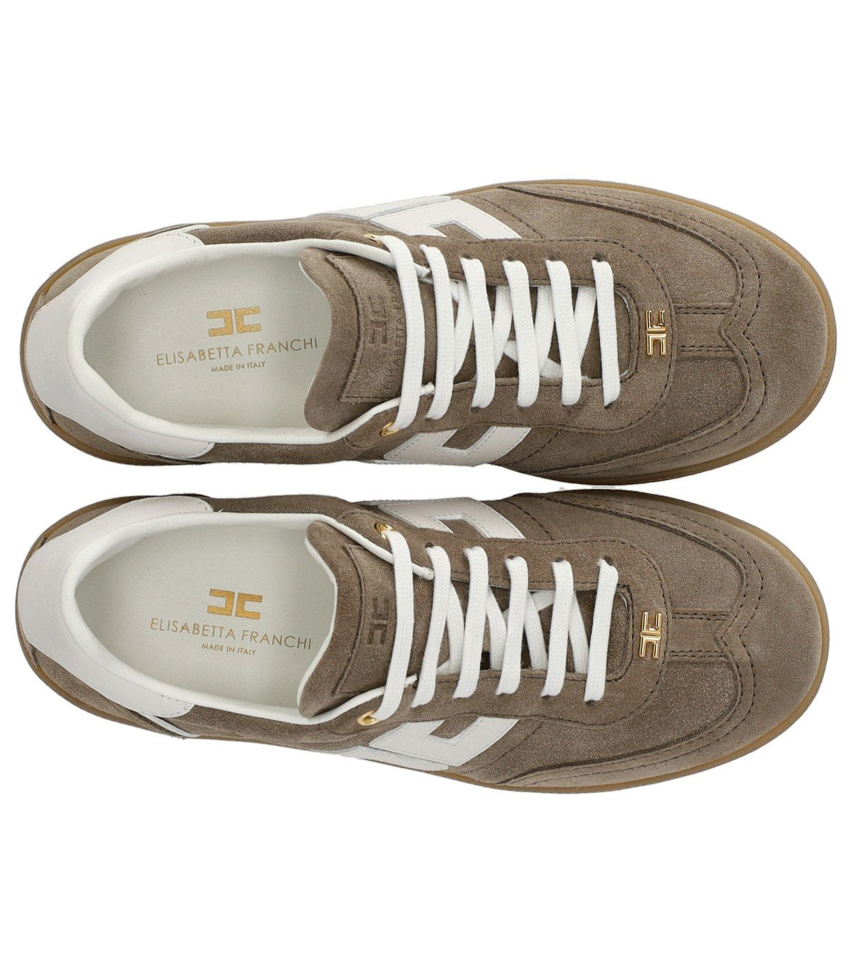 ELISABETTA FRANCHI BEIGE SNEAKER WITH LOGO