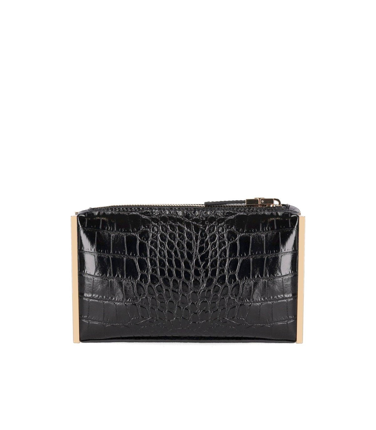 ELISABETTA FRANCHI BLACK CLUTCH WITH CROCO-PRINT