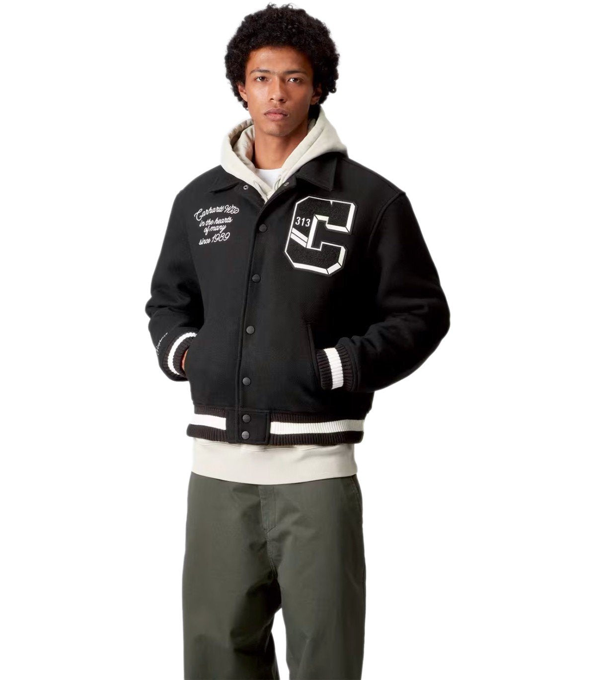 CARHARTT WIP WORLD CLASS BLACK VARSITY JACKET
