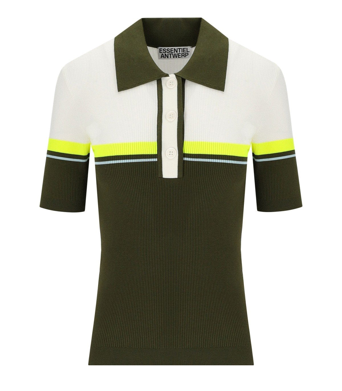 ESSENTIEL ANTWERP HAUSTRAL GREEN KNITTED POLO SHIRT