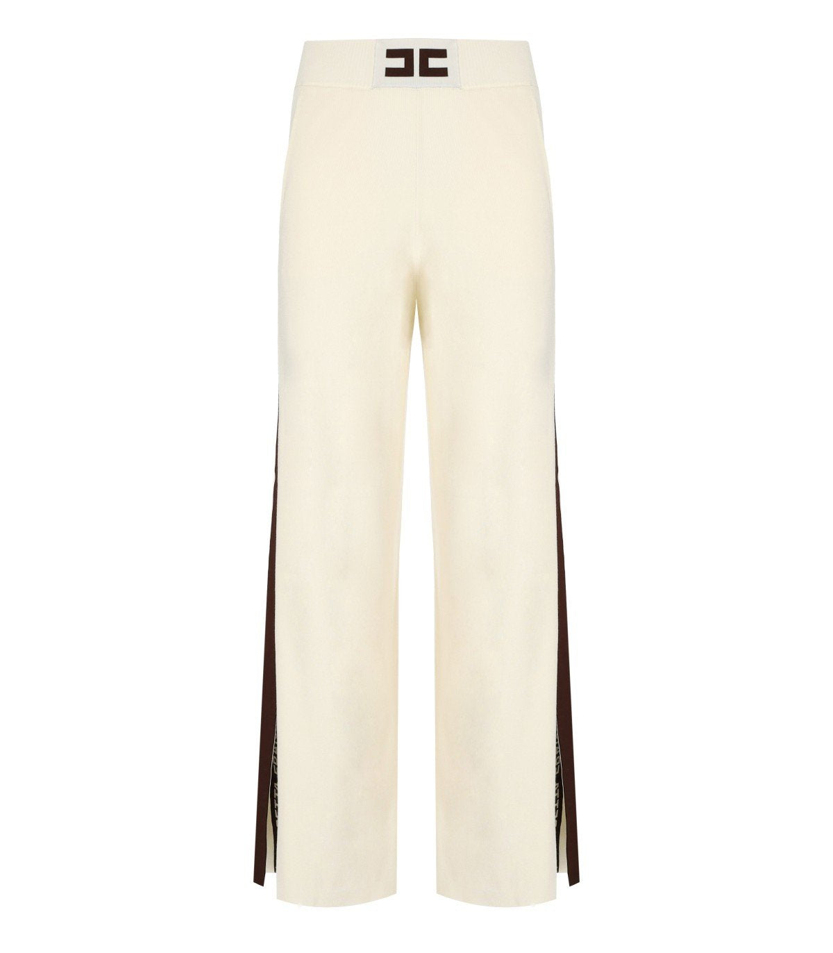 ELISABETTA FRANCHI MILK COFFEE KNITTED PANTS