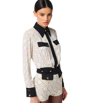 ELISABETTA FRANCHI MILK BICOLORED SHIRT