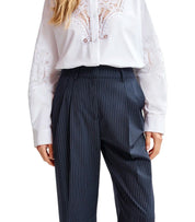 ESSENTIEL ANTWERP HERB BLUE PINSTRIPE TROUSERS