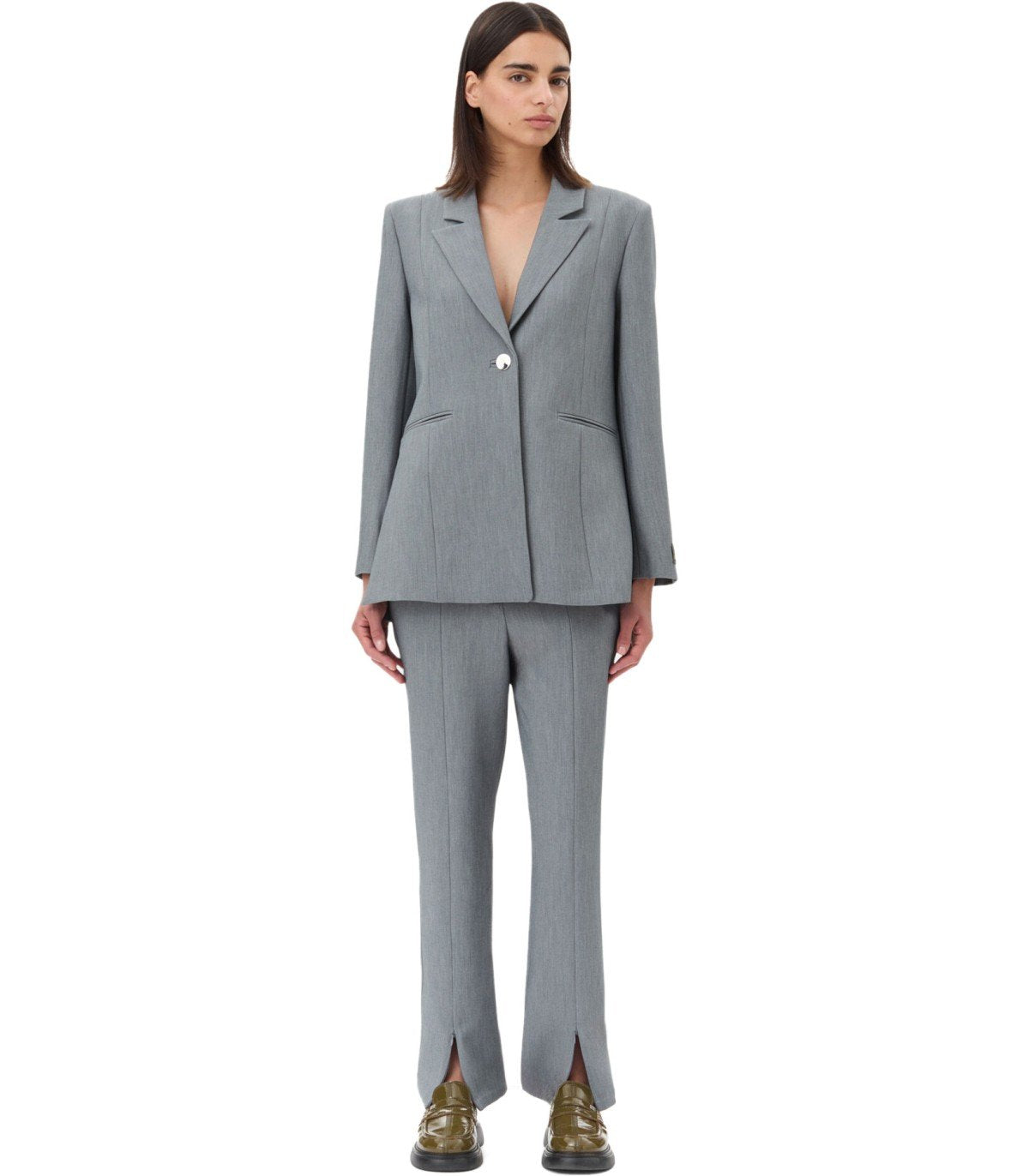 GANNI GREY MELANGE TROUSER