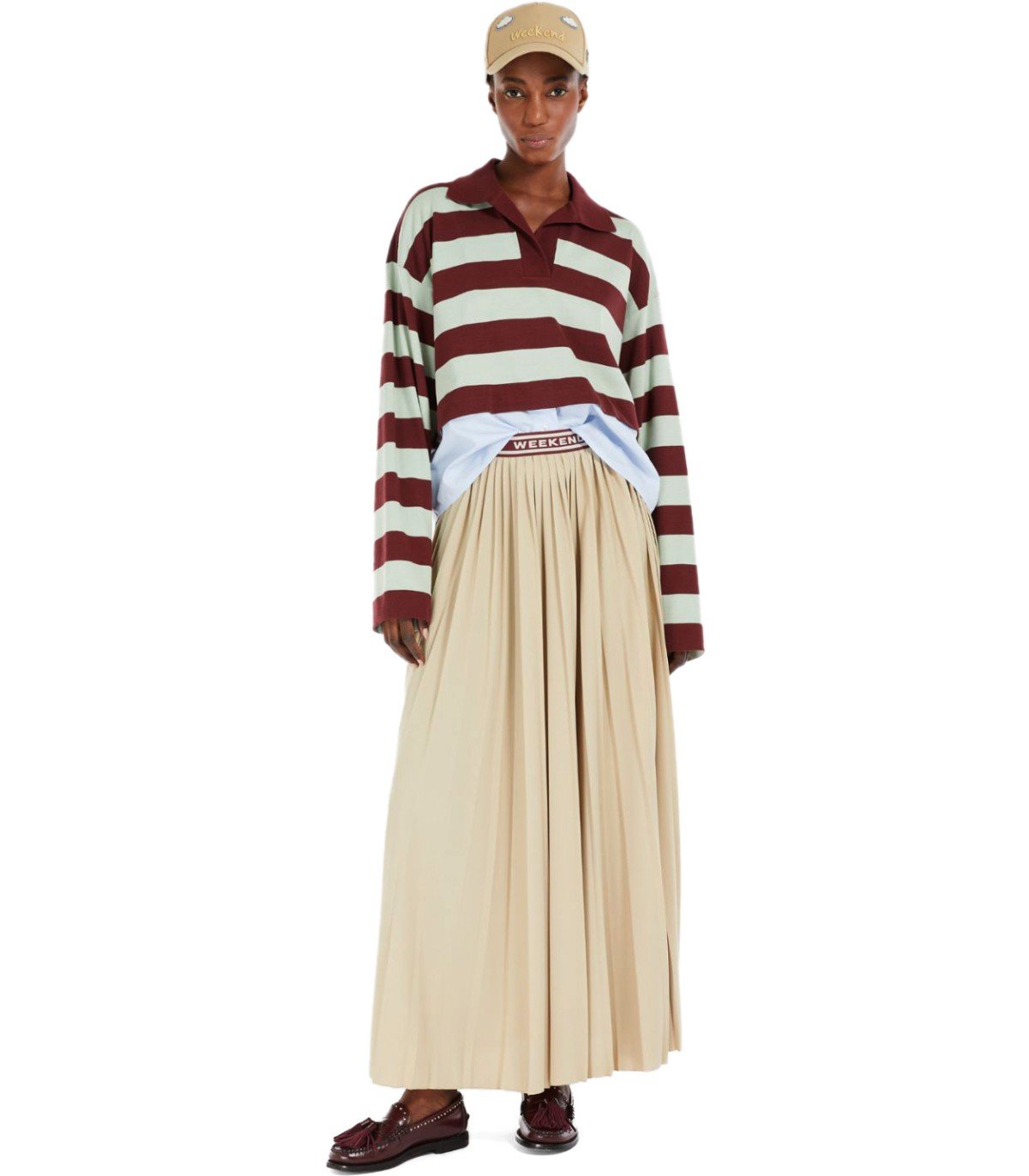 MAX MARA WEEKEND BLEU SABBIA PLEATED SKIRT