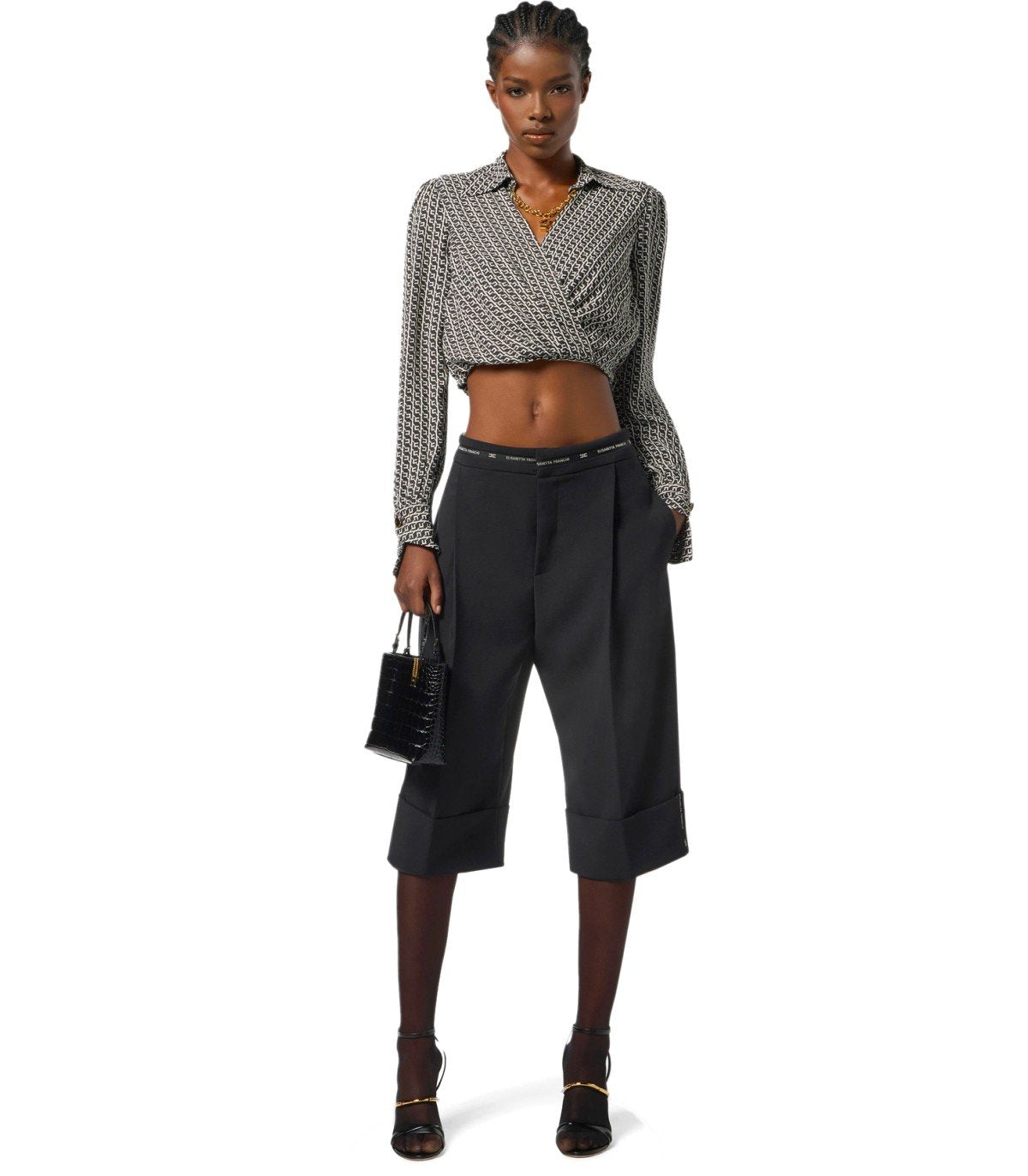 ELISABETTA FRANCHI BLACK BERMUDA SHORTS