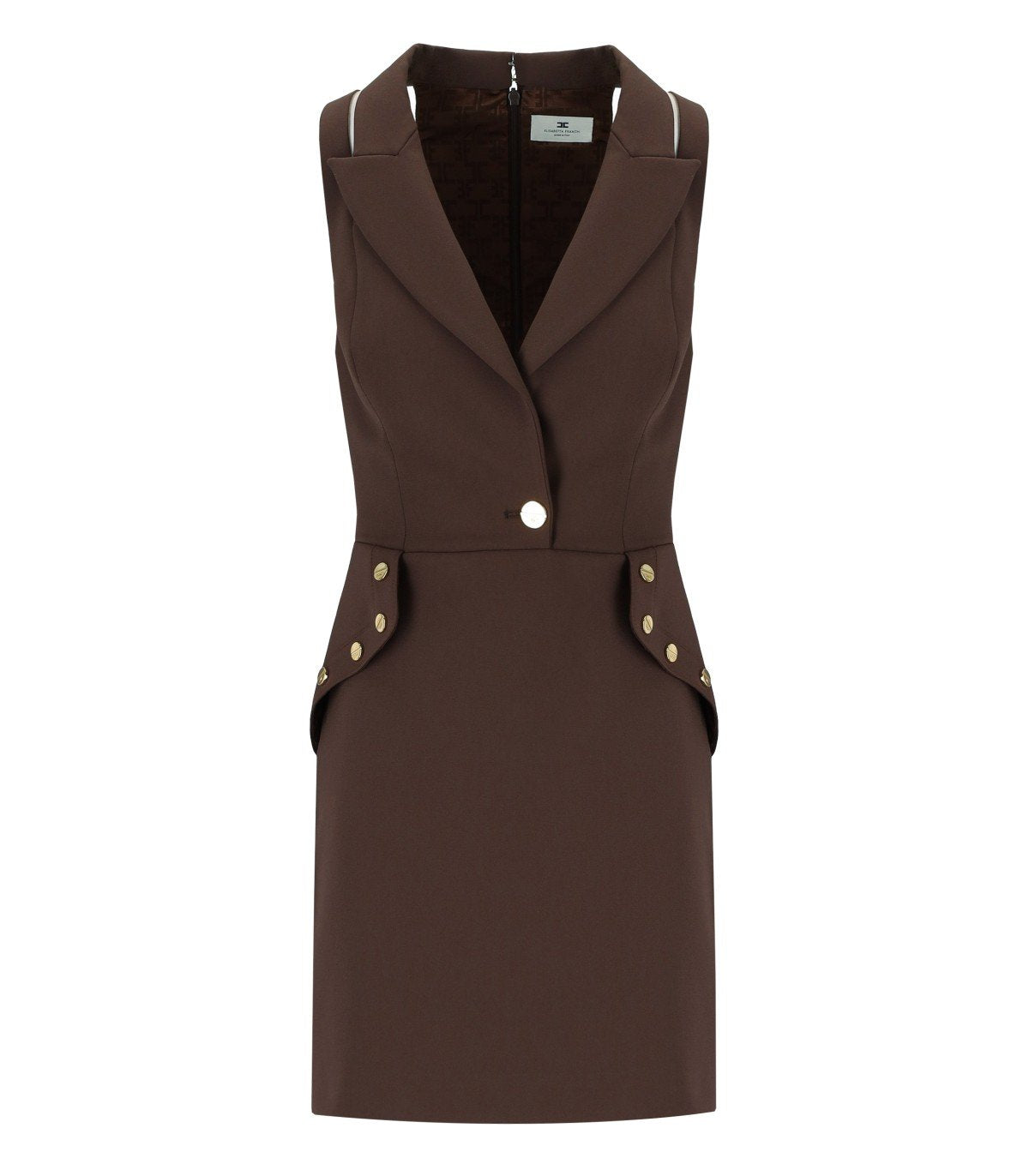 ELISABETTA FRANCHI COFFEE CUT-OUT DRESS