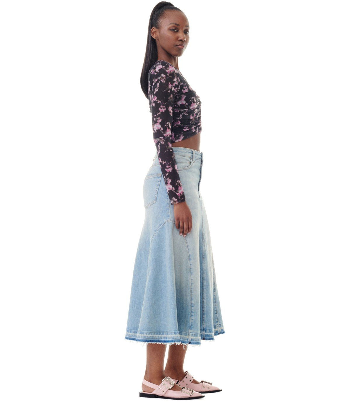 GANNI LIGHT BLUE DENIM SKIRT