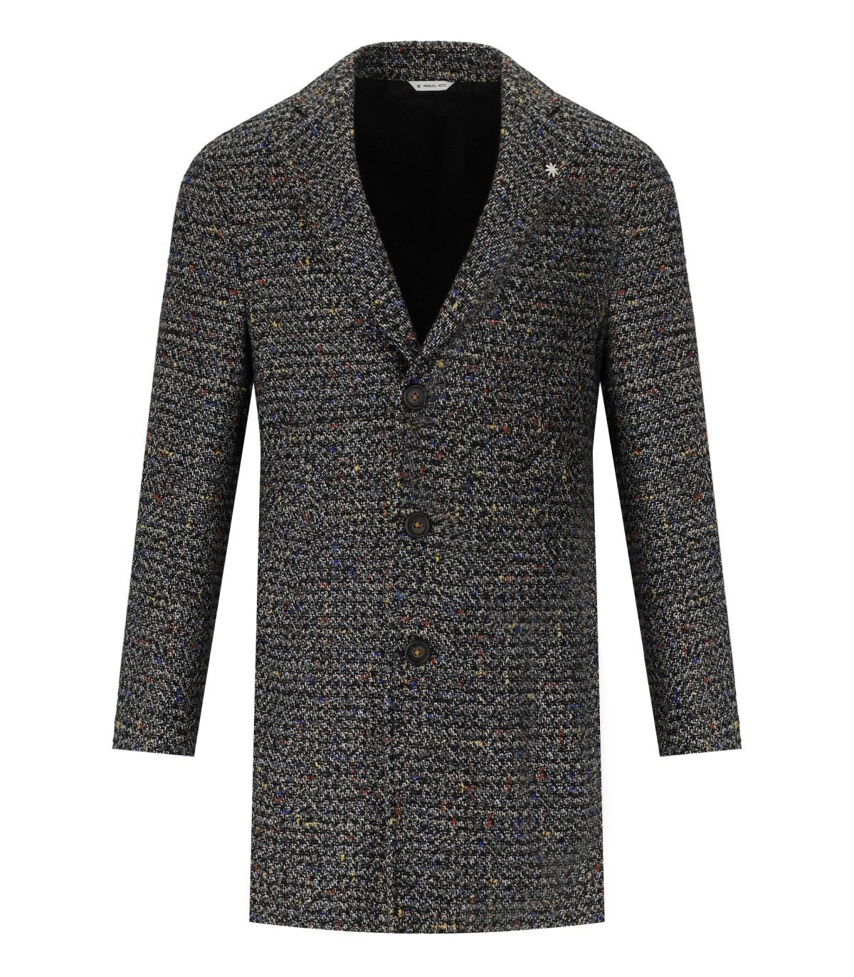 MANUEL RITZ MELANGE GREY SINGLE BREASTED COAT