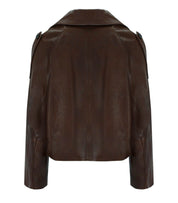 MAX MARA WEEKEND FELINO BRAUNER LEDERJACKE