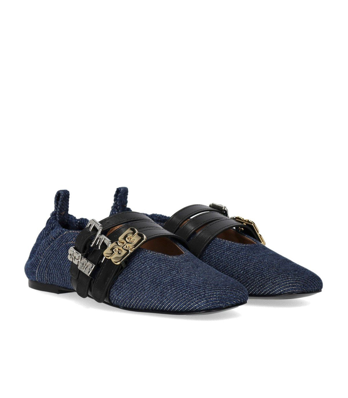 GANNI SUE TRIPLE DENIM BALLET FLAT SHOE