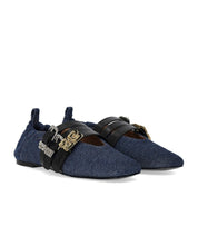 GANNI SUE TRIPLE DENIM BALLET FLAT SHOE