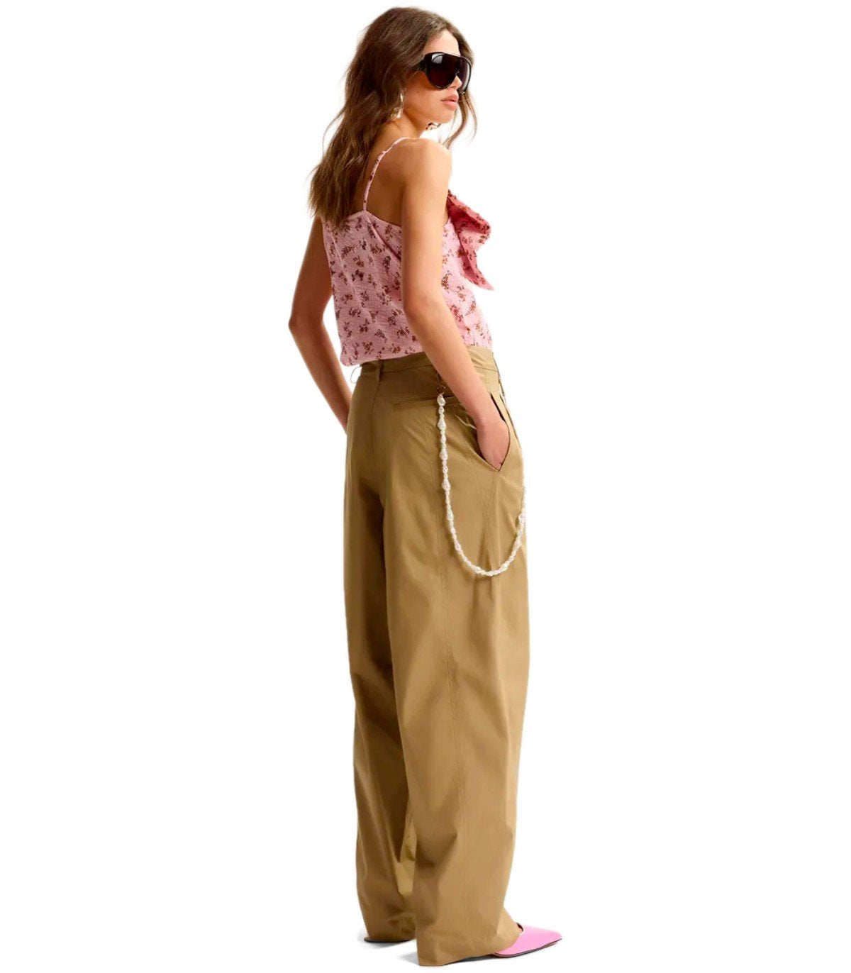 ESSENTIEL ANTWERP JESUIS BEIGE BARREL FIT PANTS