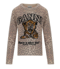 JERSEY CUELLO REDONDO ANIMALIER GANNI - XS