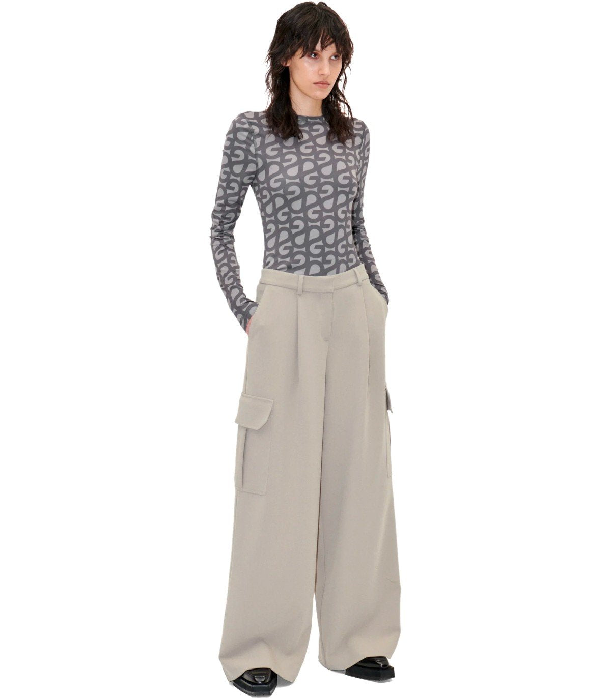 STINE GOYA OLANI BEIGE WIDE LEG PANTS