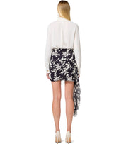 ELISABETTA FRANCHI BLACK BUTTER DRAPED SKIRT