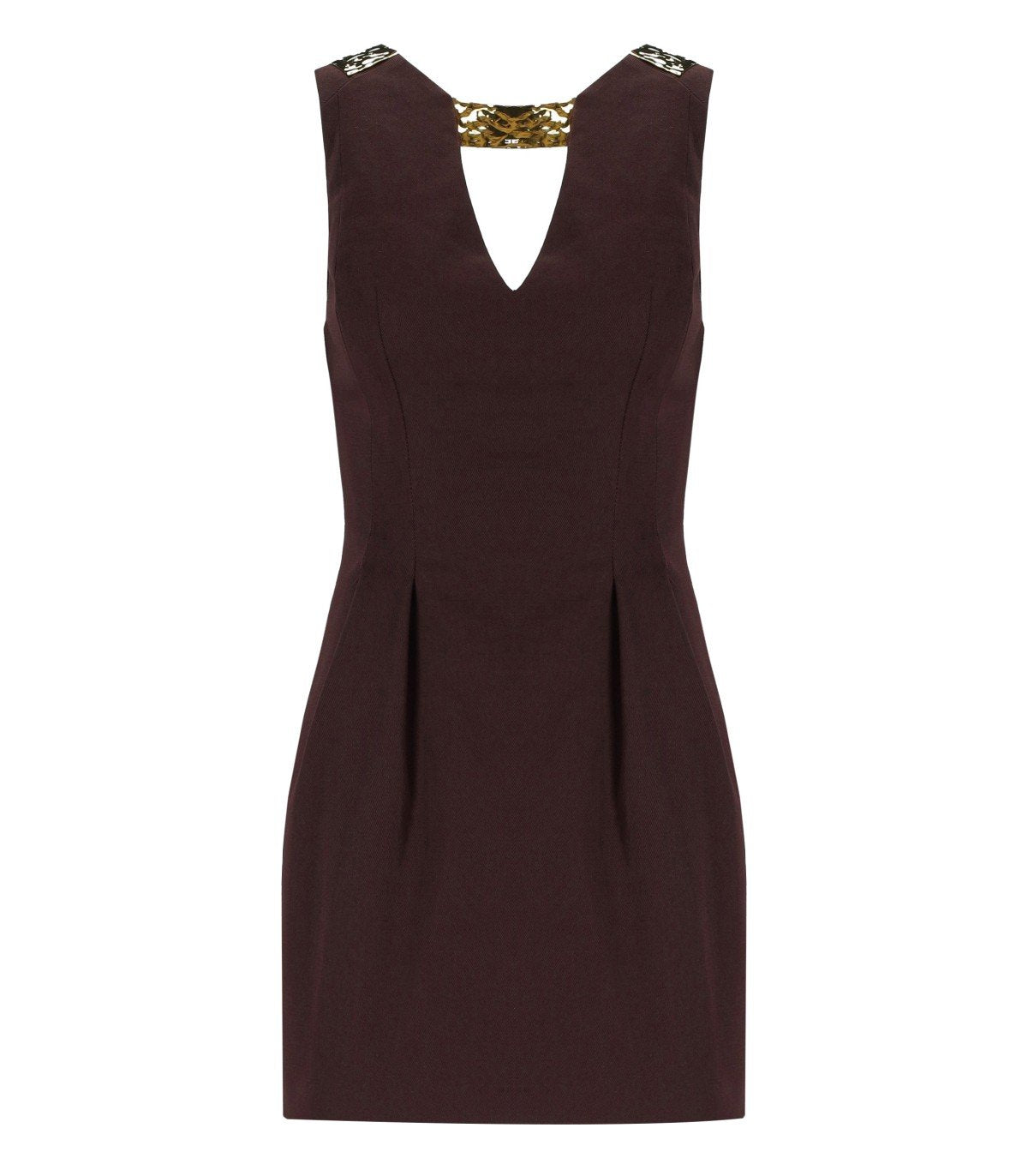 ELISABETTA FRANCHI BROWN JEWEL DRESS