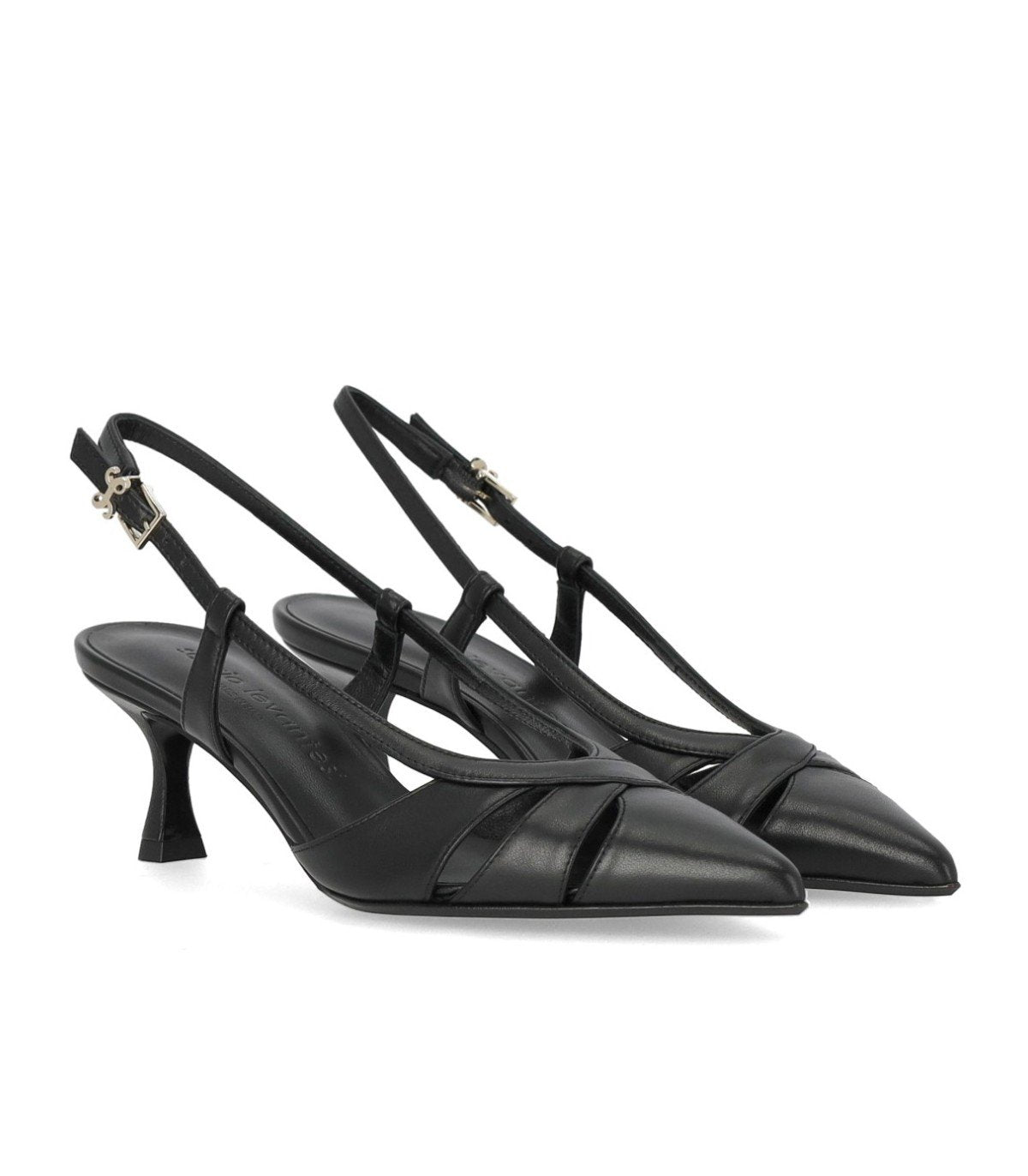 SERGIO LEVANTESI EDDA BLACK SLINGBACK PUMPS