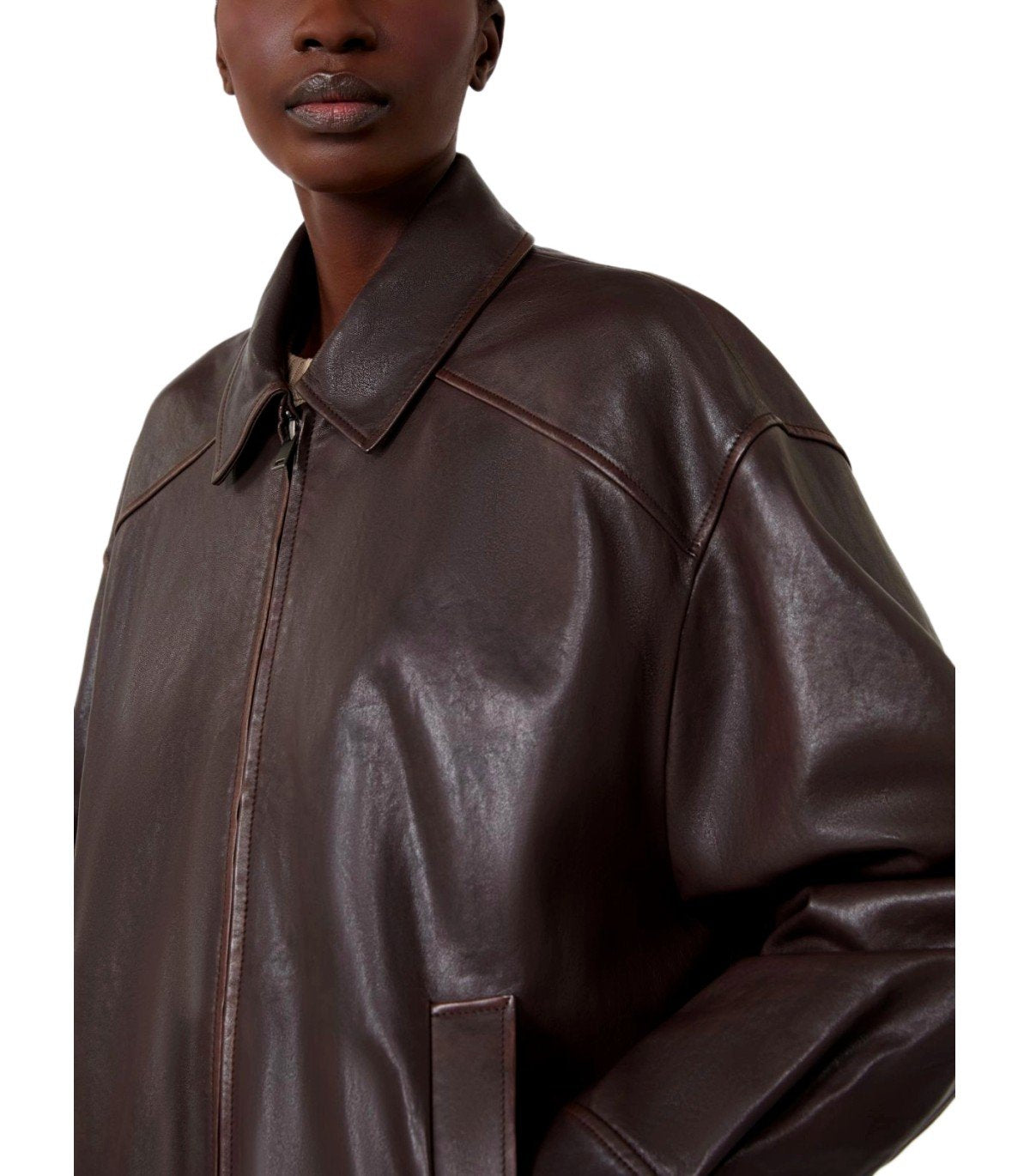 MAX MARA WEEKEND COSE BRAUNER LEDERJACKE