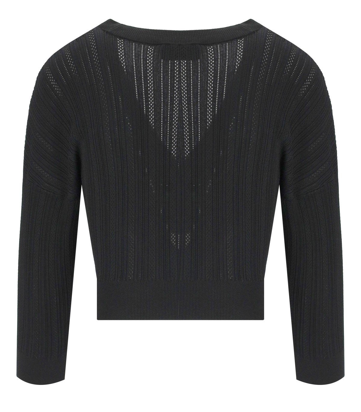 ELISABETTA FRANCHI BLACK KNITTED TOP WITH V-NECK