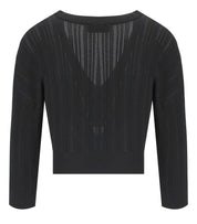 ELISABETTA FRANCHI BLACK KNITTED TOP WITH V-NECK