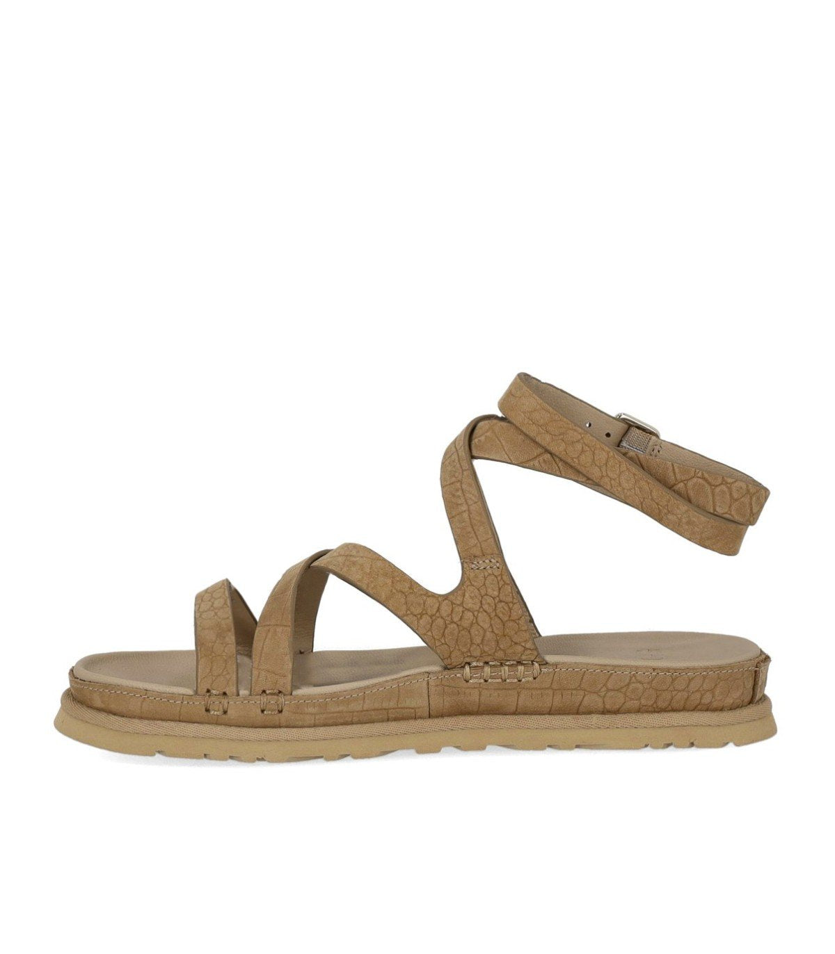 UGG GOLDENGAZE EMBOSSED ANKLE WRAP MUSTARD SEED SANDALE