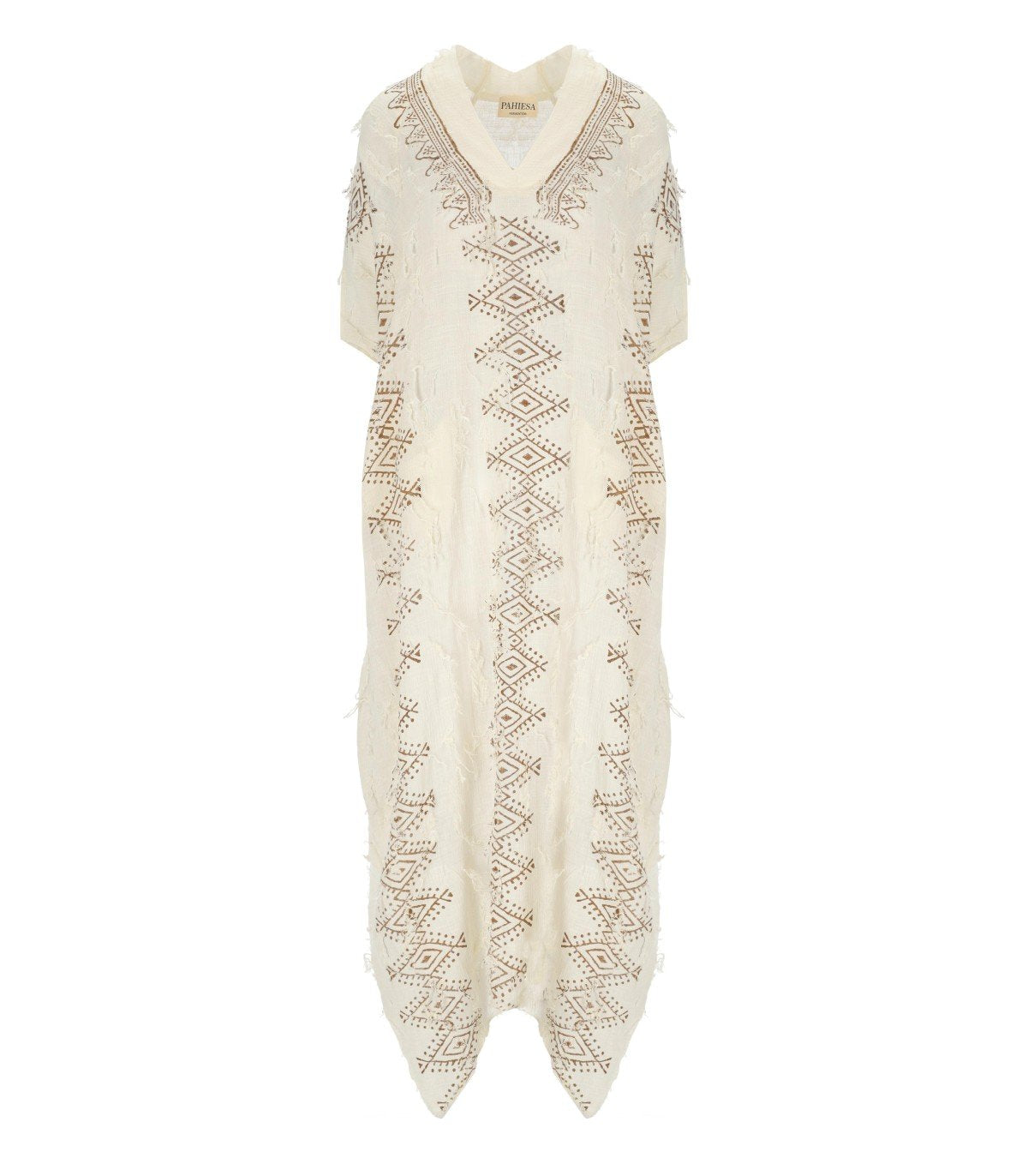 PAHIESA FORMENTERA ECRU KAFTAN DRESS