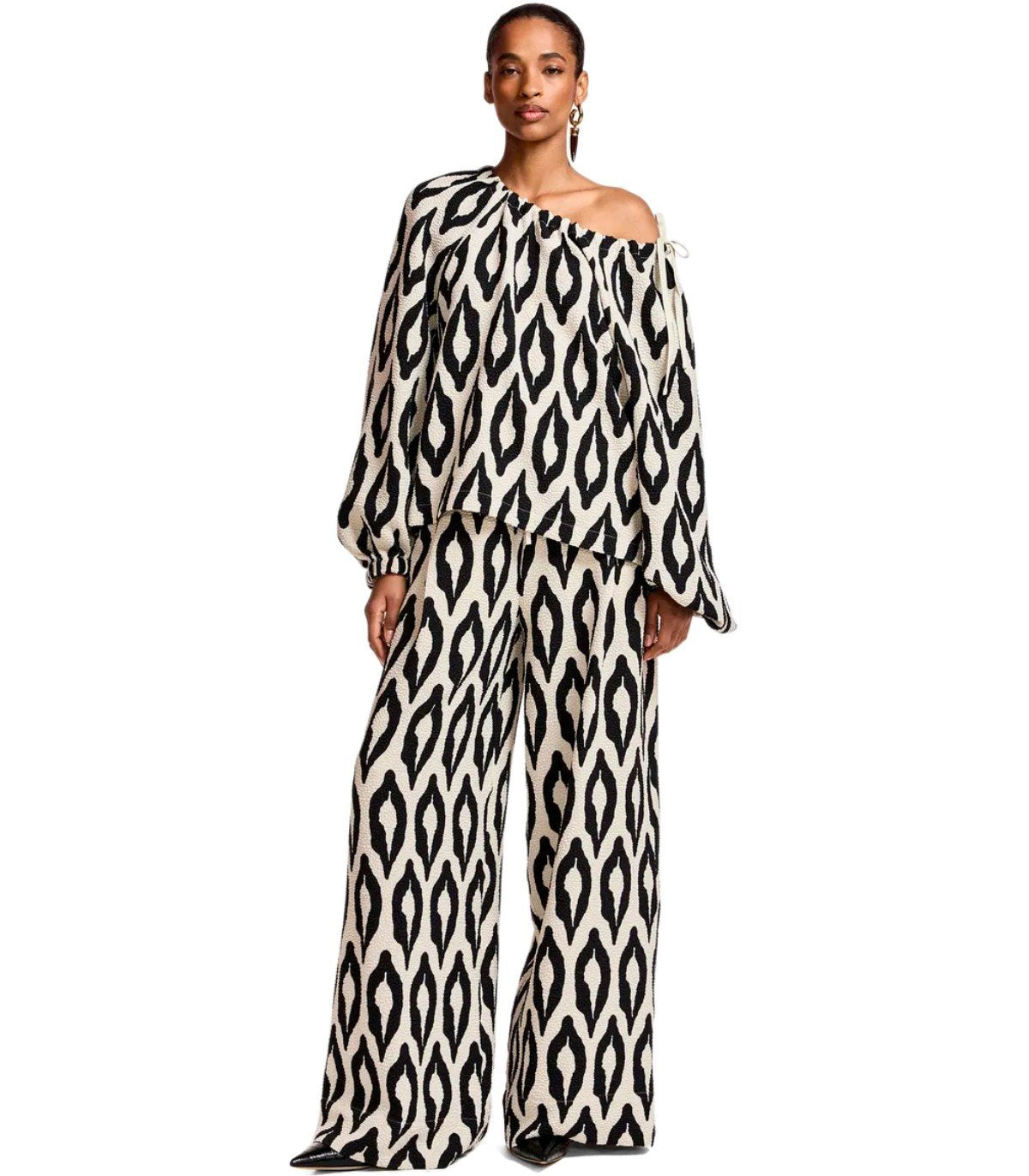 PANTALONE KONTENT BIANCO NERO ESSENTIEL ANTWERP