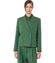 MAX MARA WEEKEND NEMBI GREEN DOUBLE-BREASTED BLAZER